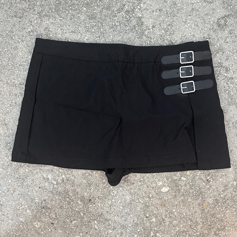 Shein Black Grunge Mini Skort M